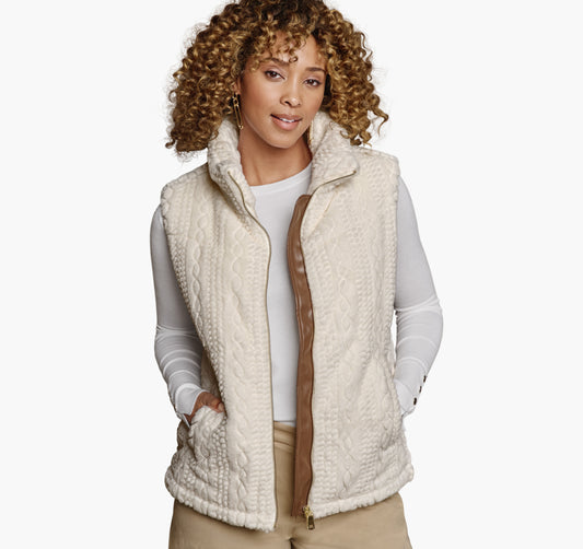 Women's Cable Faux-Fur Vest - Johnston Murphy