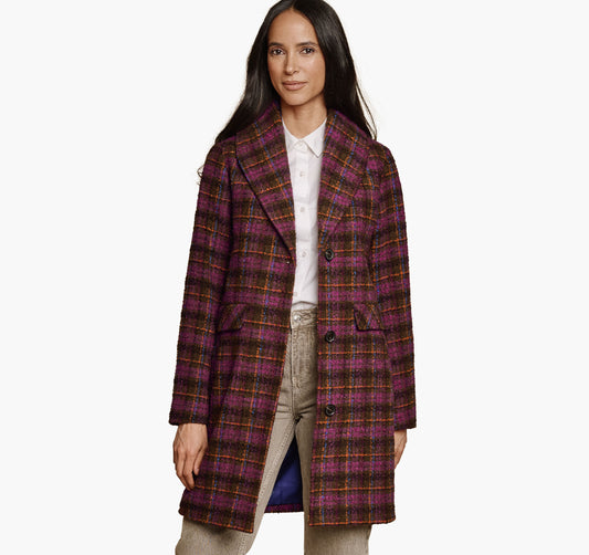Women's Shawl Collar Plaid Coat - Johnston Murphy