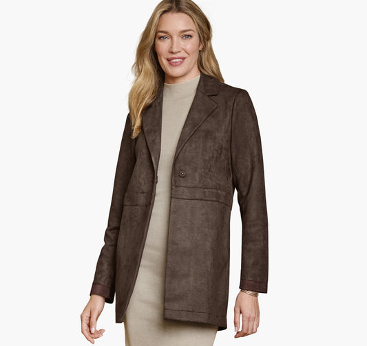 Women's Faux-Suede Long Blazer - Johnston Murphy
