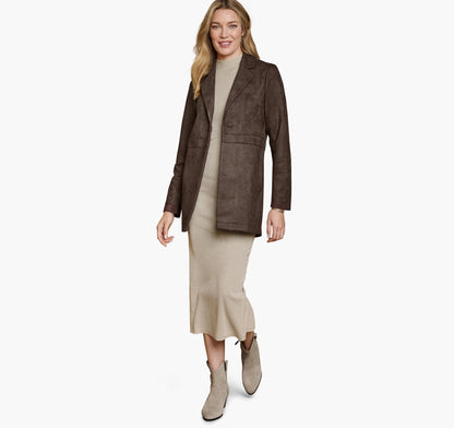 Women's Faux-Suede Long Blazer - Johnston Murphy