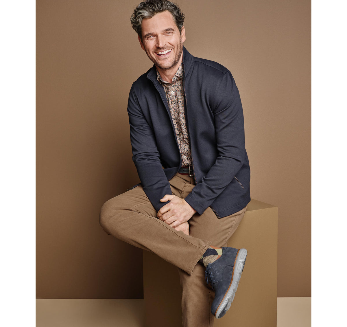 Men's Textured Solid Full Zip - Johnston Murphy