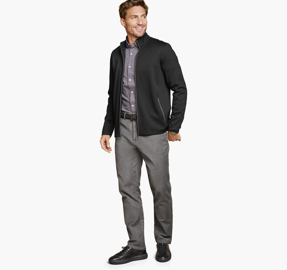 Men's Textured Solid Full Zip - Johnston Murphy