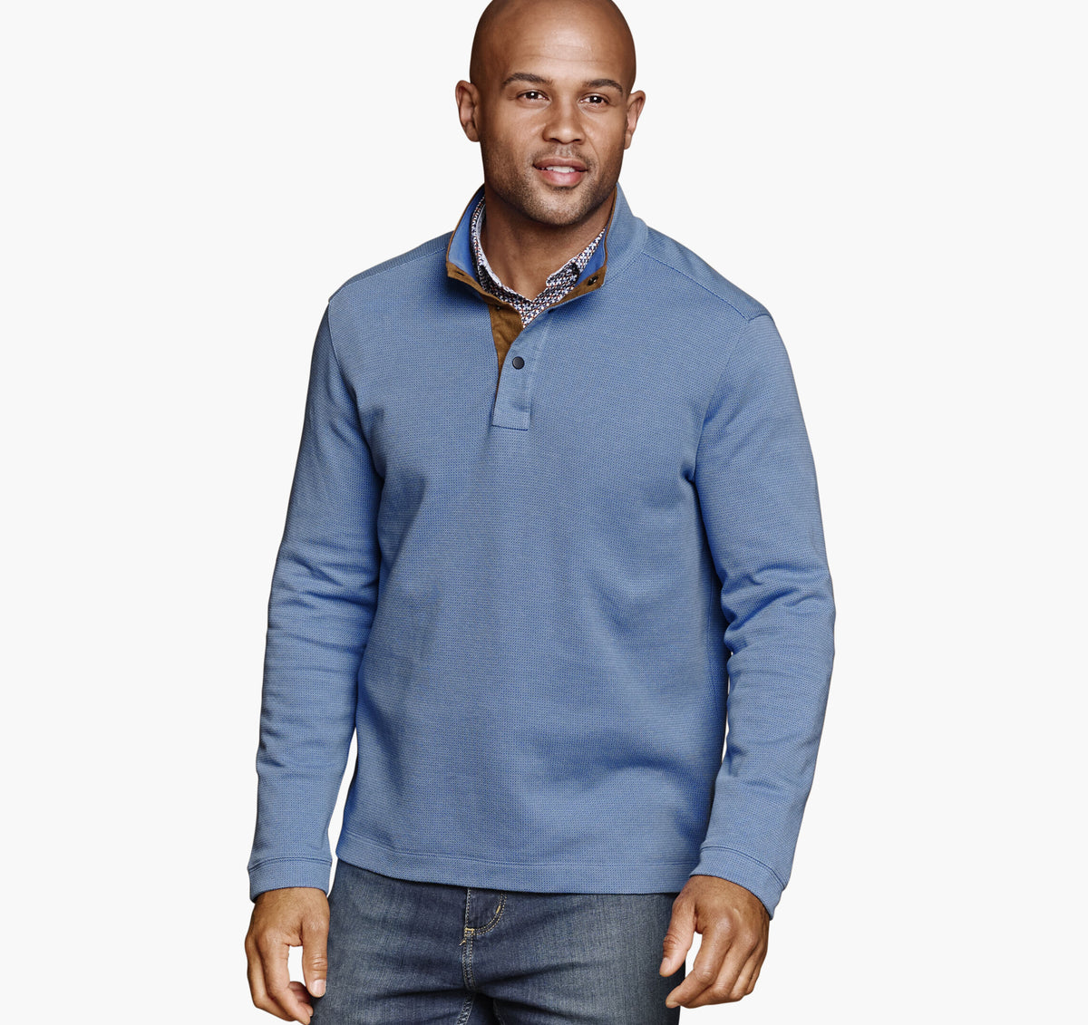 Men's Knit Jacquard Quarter-Snap Pullover - Johnston Murphy