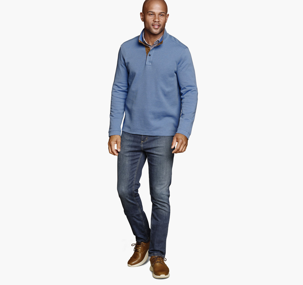 Men's Knit Jacquard Quarter-Snap Pullover - Johnston Murphy