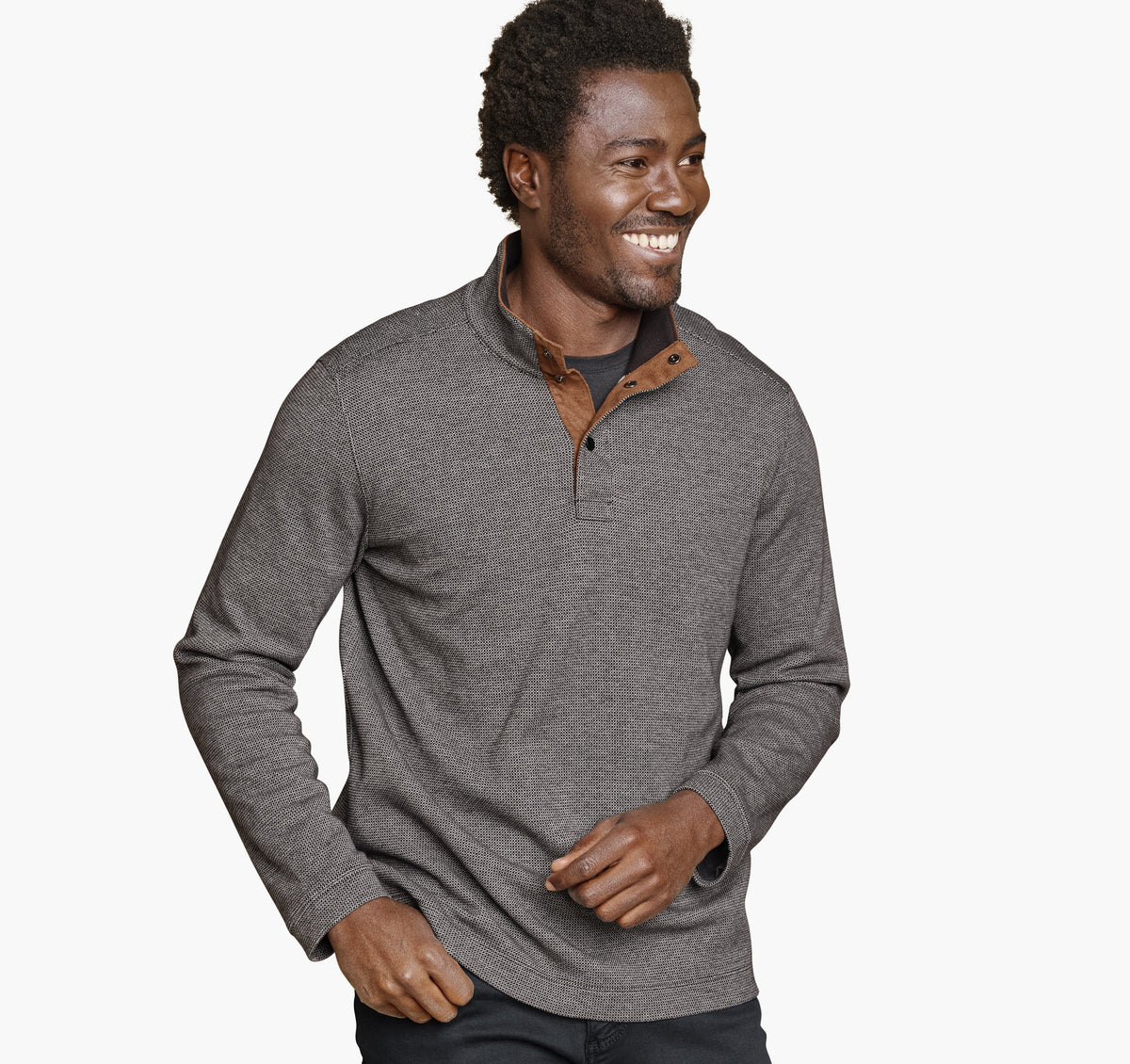 Men's Knit Jacquard Quarter-Snap Pullover - Johnston Murphy