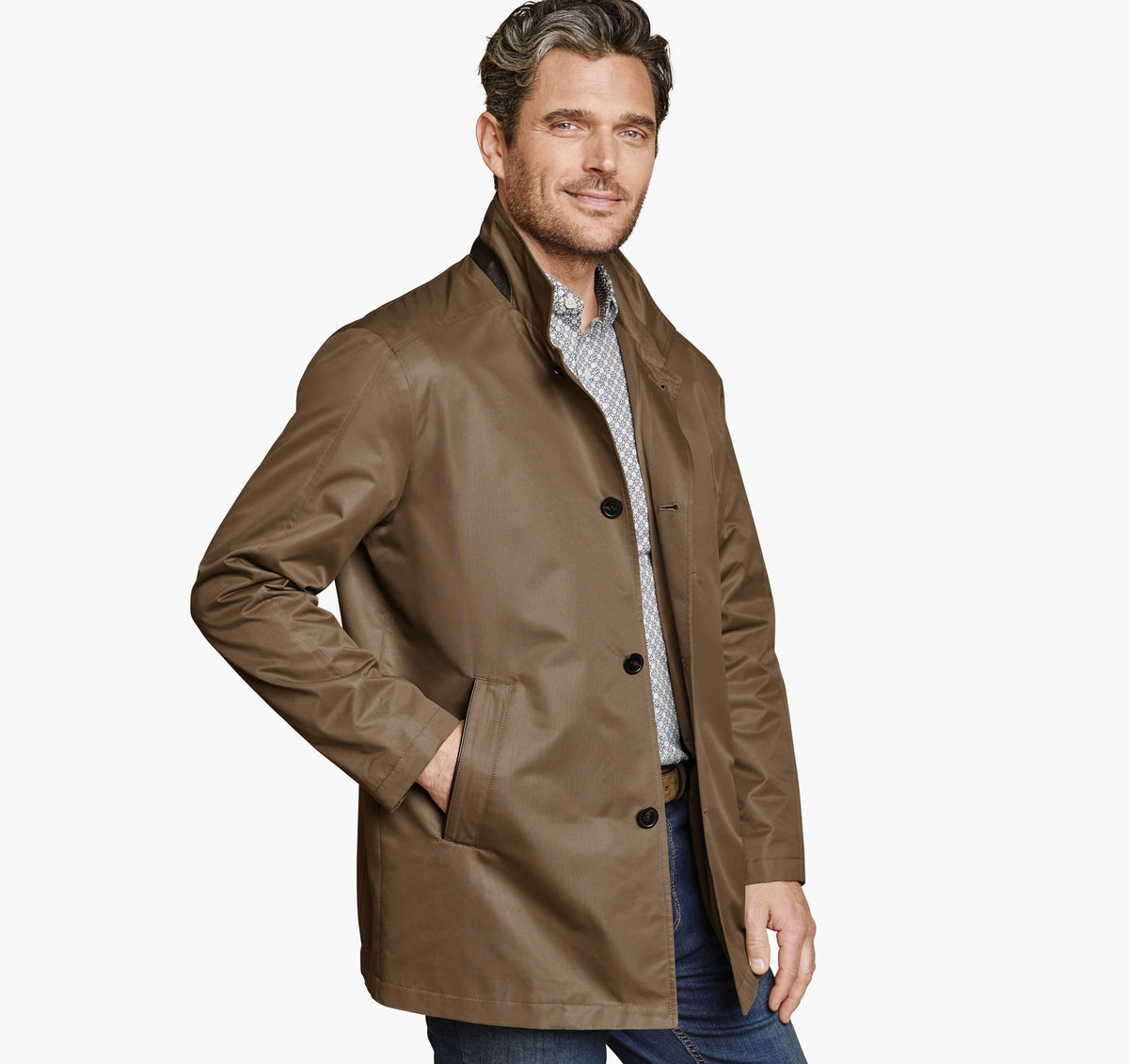 Men's Upton Water-Resistant Raincoat with Removable Liner - Johnston Murphy