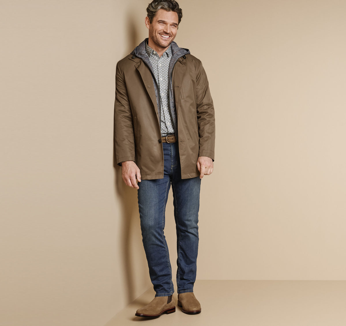 Men's Upton Water-Resistant Raincoat with Removable Liner - Johnston Murphy