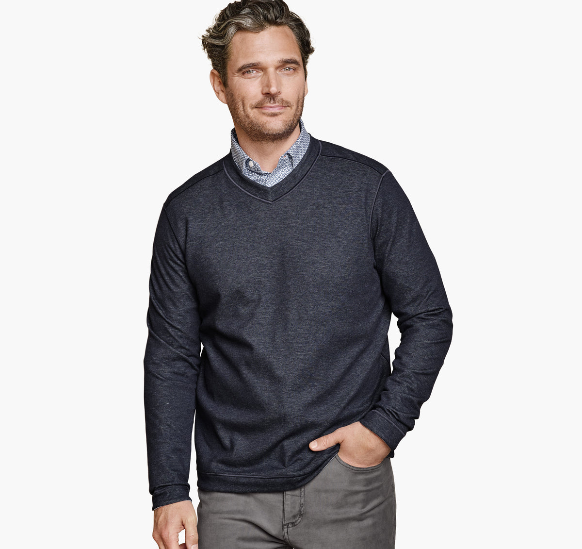 Men's Icon Reversible V-Neck Pullover - Johnston Murphy