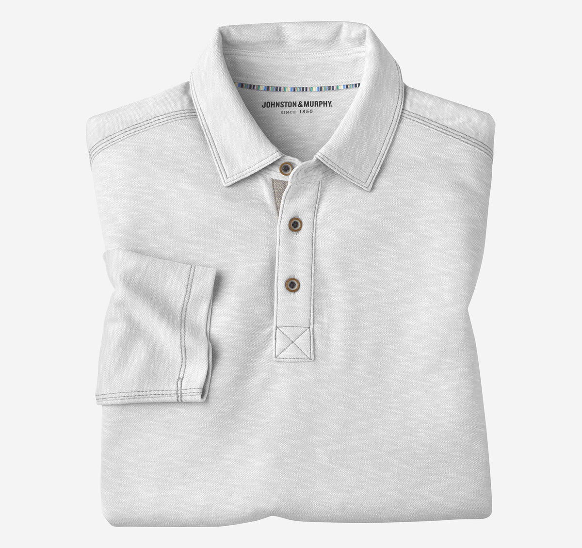 Men's Vintage Slub Long-Sleeve Polo - Johnston Murphy
