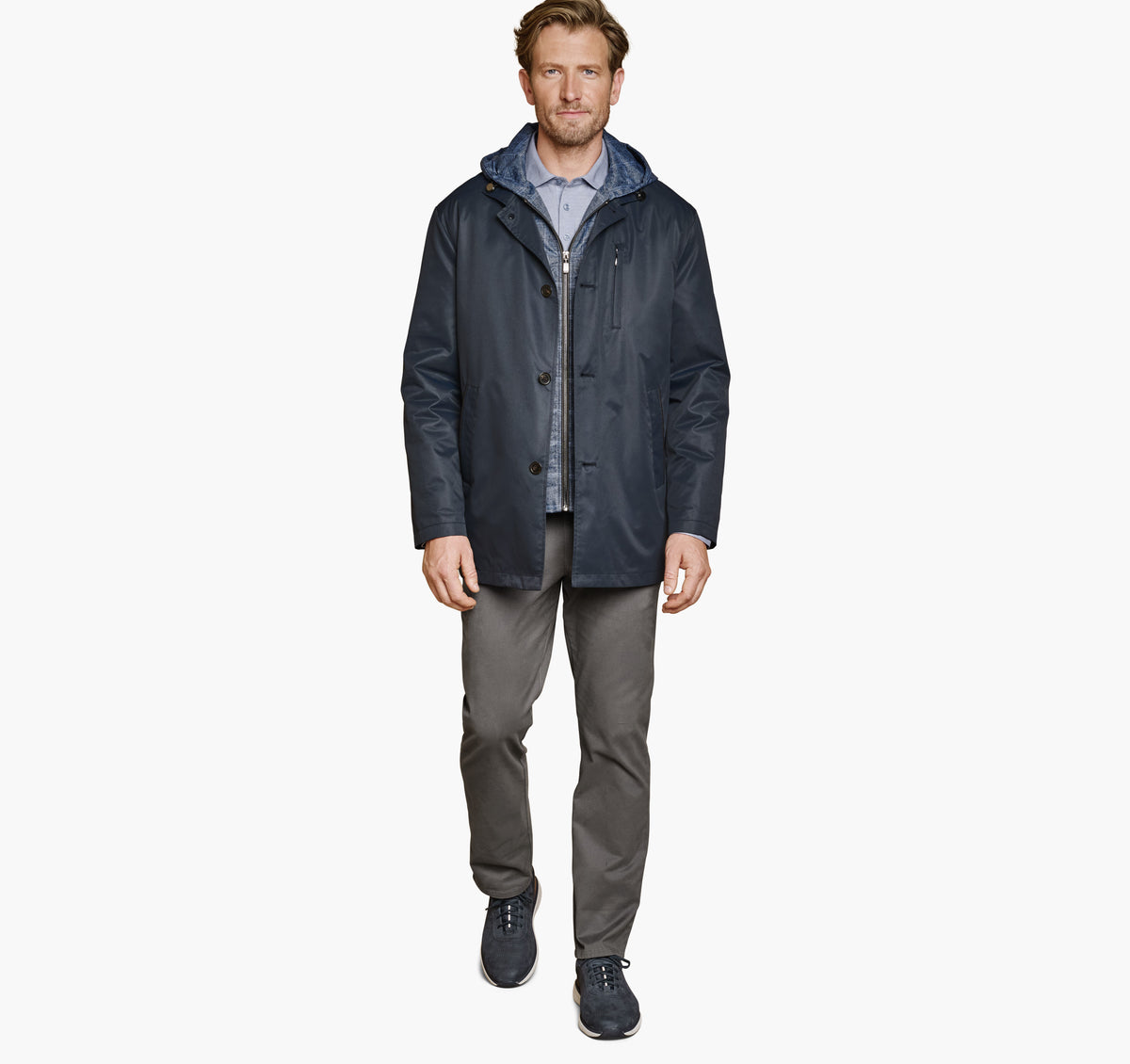Men's Upton Water-Resistant Raincoat with Removable Liner - Johnston Murphy