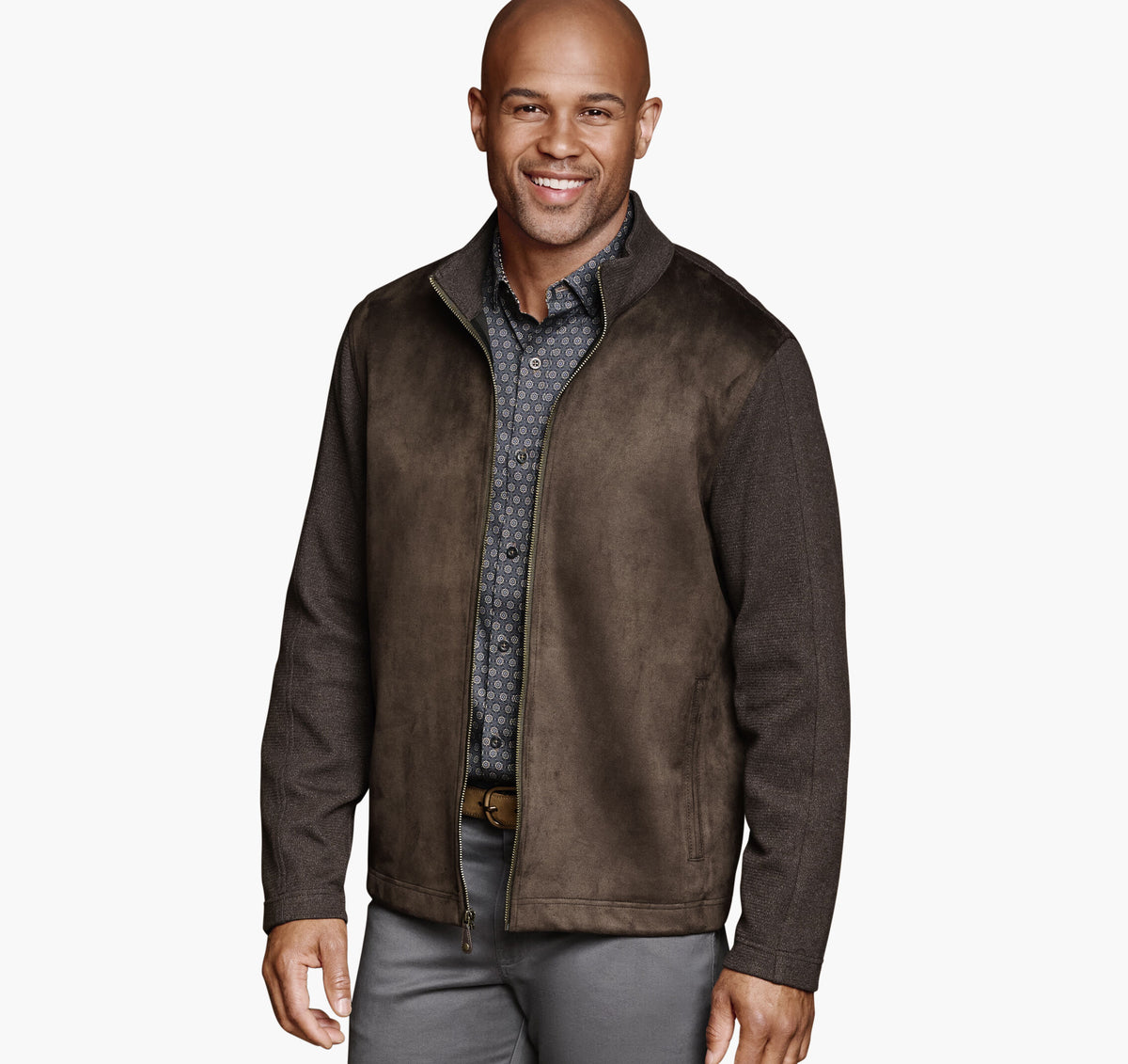 Men's Faux-Suede Full-Zip - Johnston Murphy