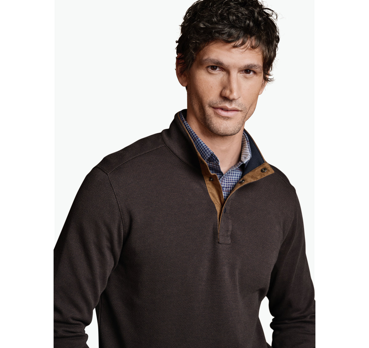 Men's Knit Jacquard Quarter-Snap Pullover - Johnston Murphy