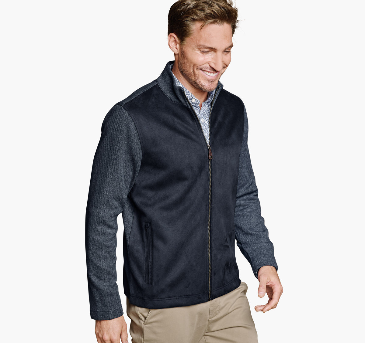 Men's Faux-Suede Full-Zip - Johnston Murphy