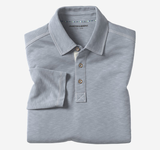 Men's Vintage Slub Long-Sleeve Polo - Johnston Murphy