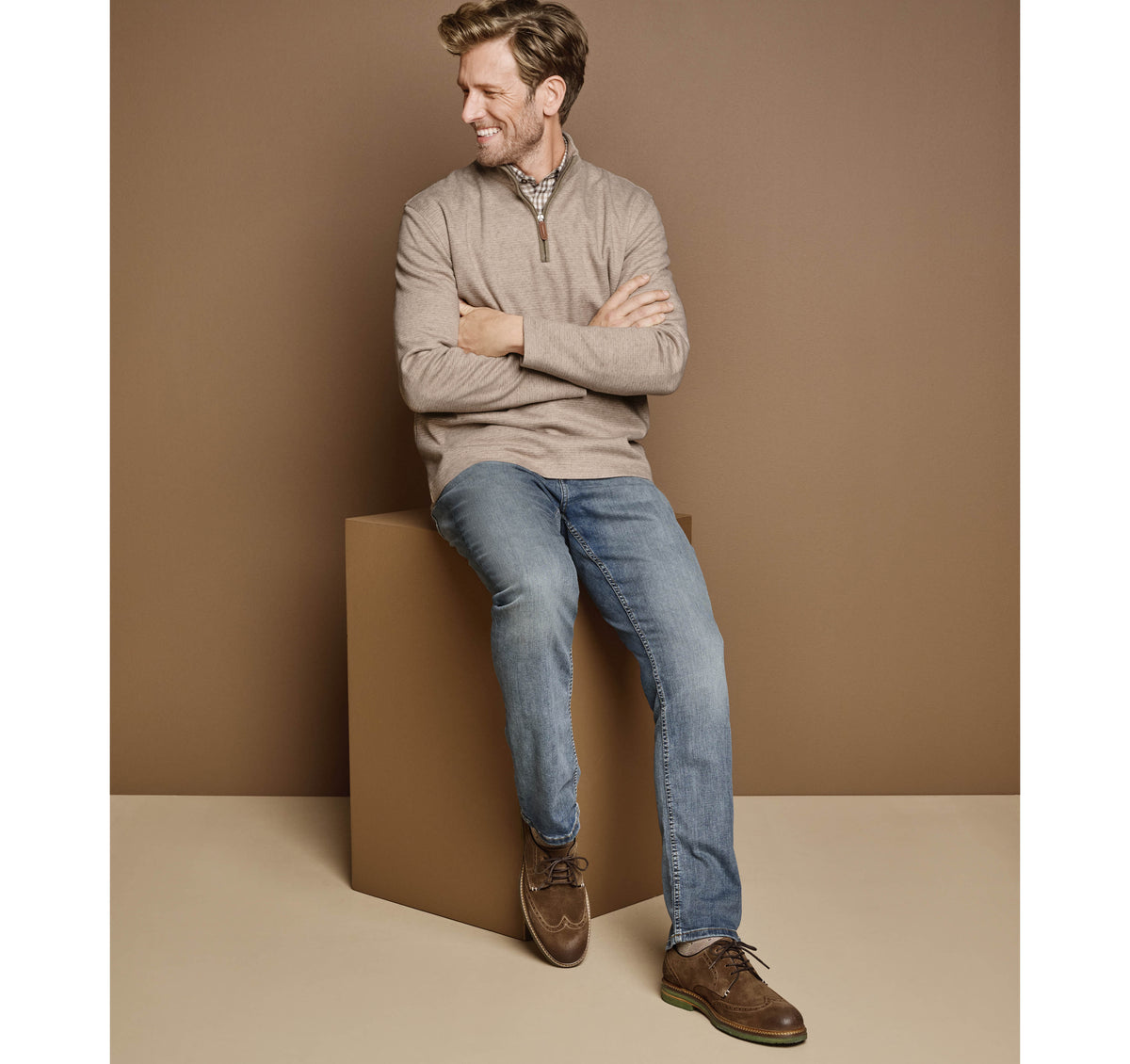 Men's Brushed Quarter-Zip - Johnston Murphy