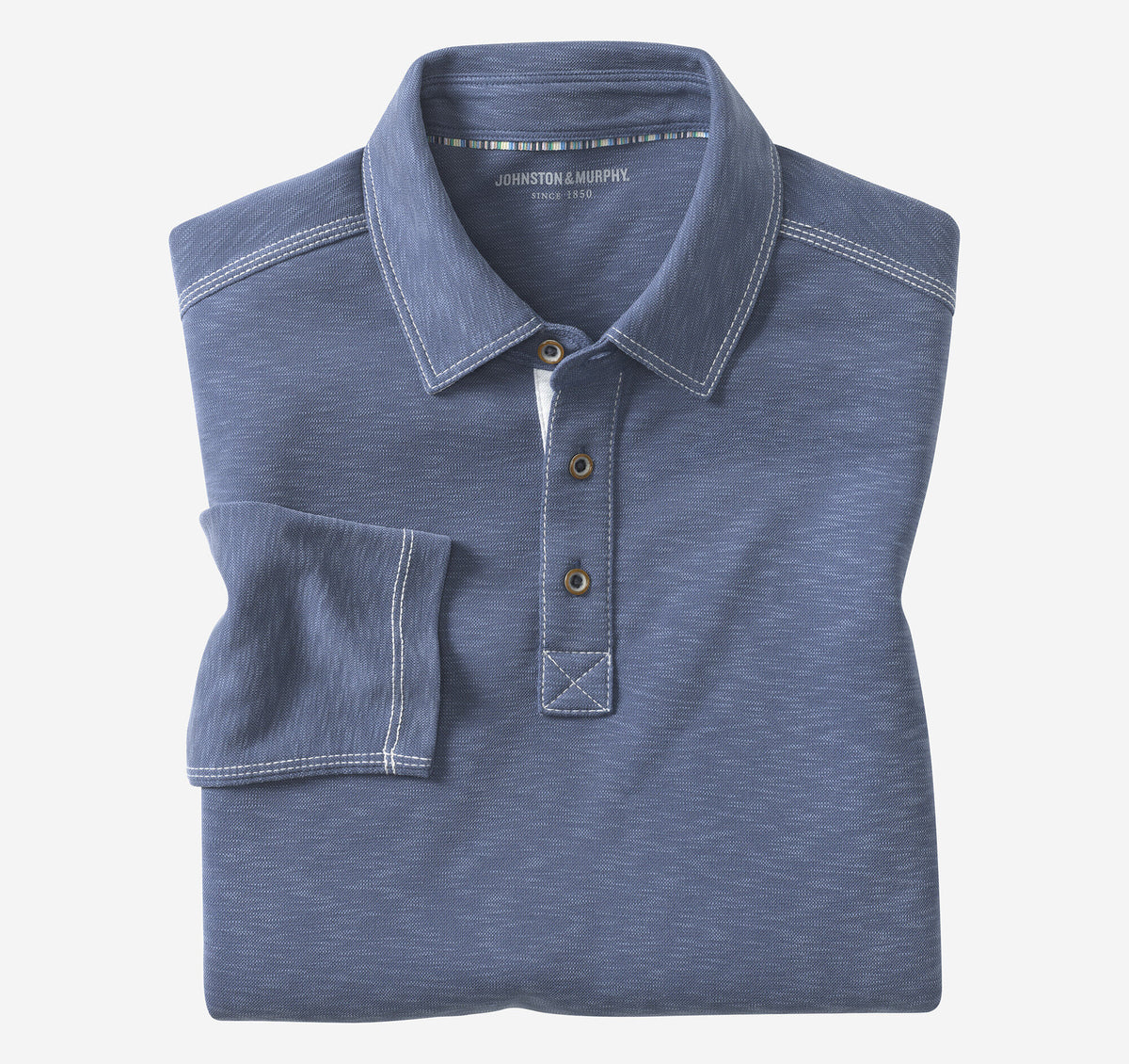 Men's Vintage Slub Long-Sleeve Polo - Johnston Murphy