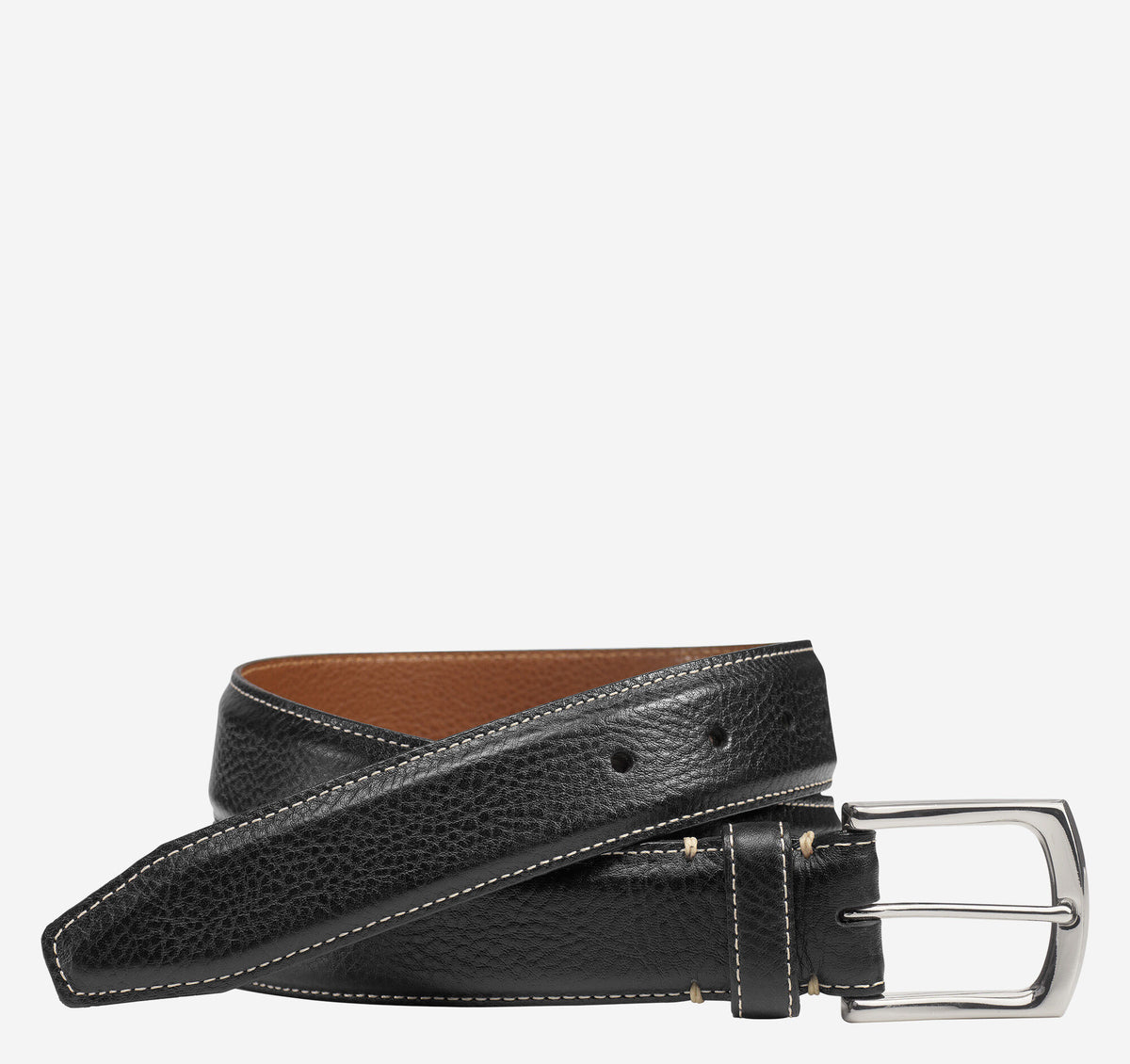 Men's Topstitched Leather Belt - Johnston Murphy